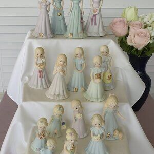 Enesco 1981 Vintage Growing Up Birthday Girls Blond Set: Age 1 thru 16 E…